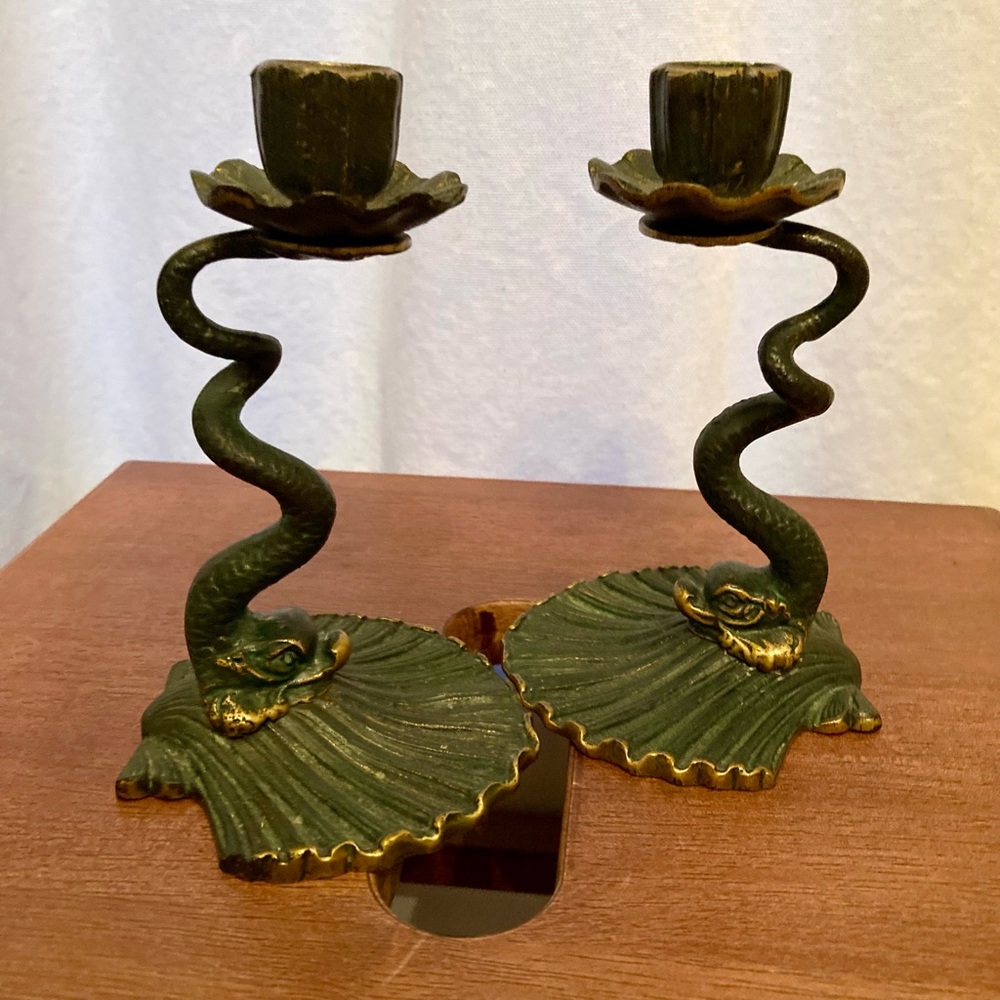 🍁VTG Made in Spain Art Deco Candle Holders